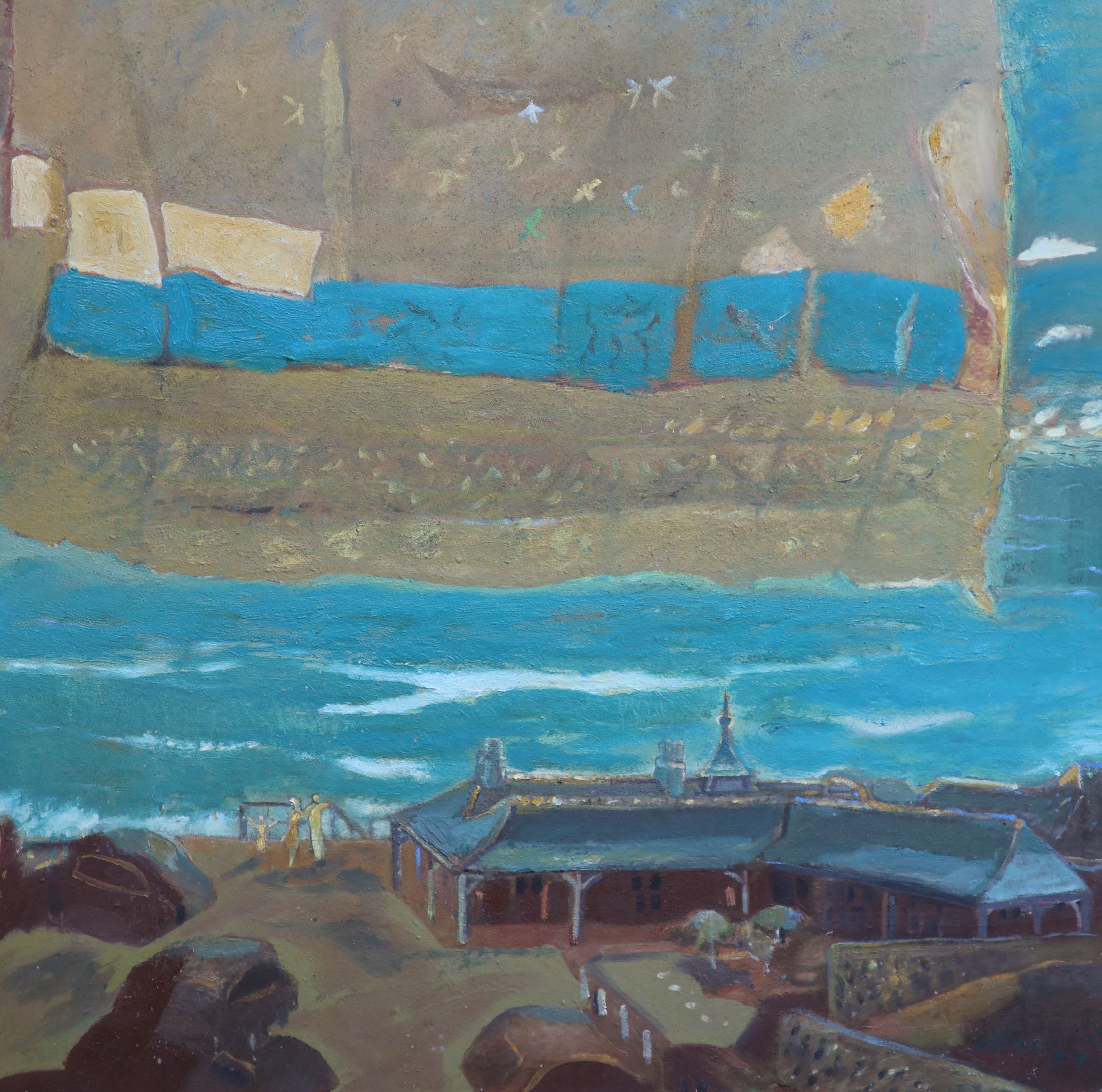 Harold Mockford (1932-), Curtain over Birling Gap, 1997, Oil on board, 91 x 91 cm.